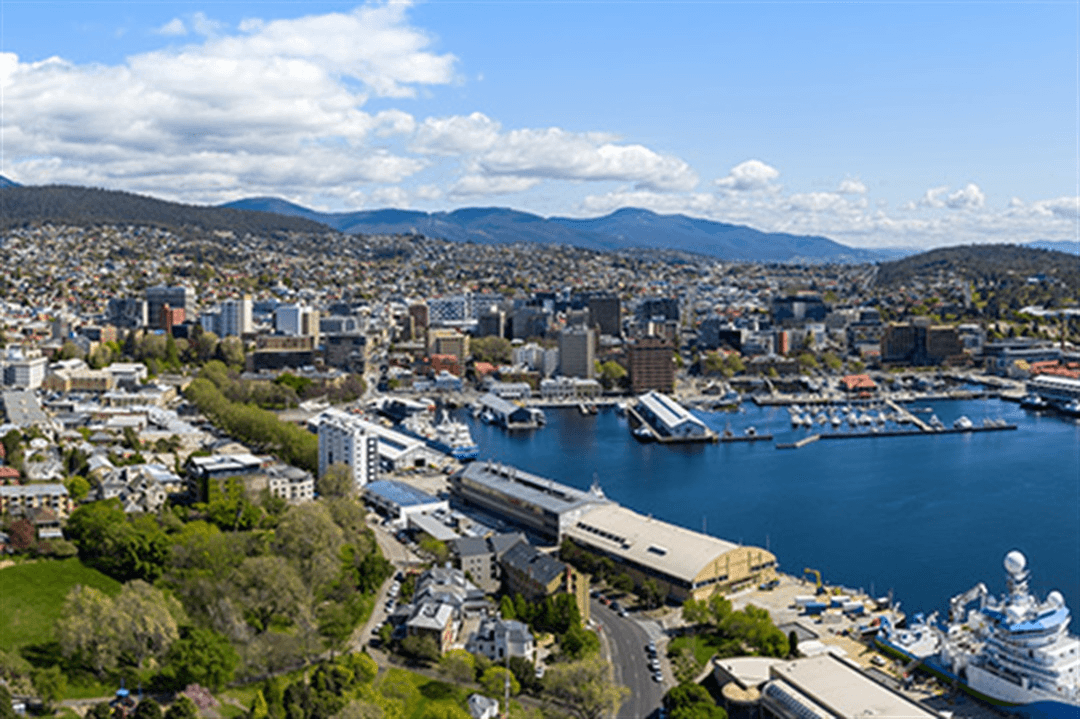 Hobart freight forwarding process — aerial view of Hobart port